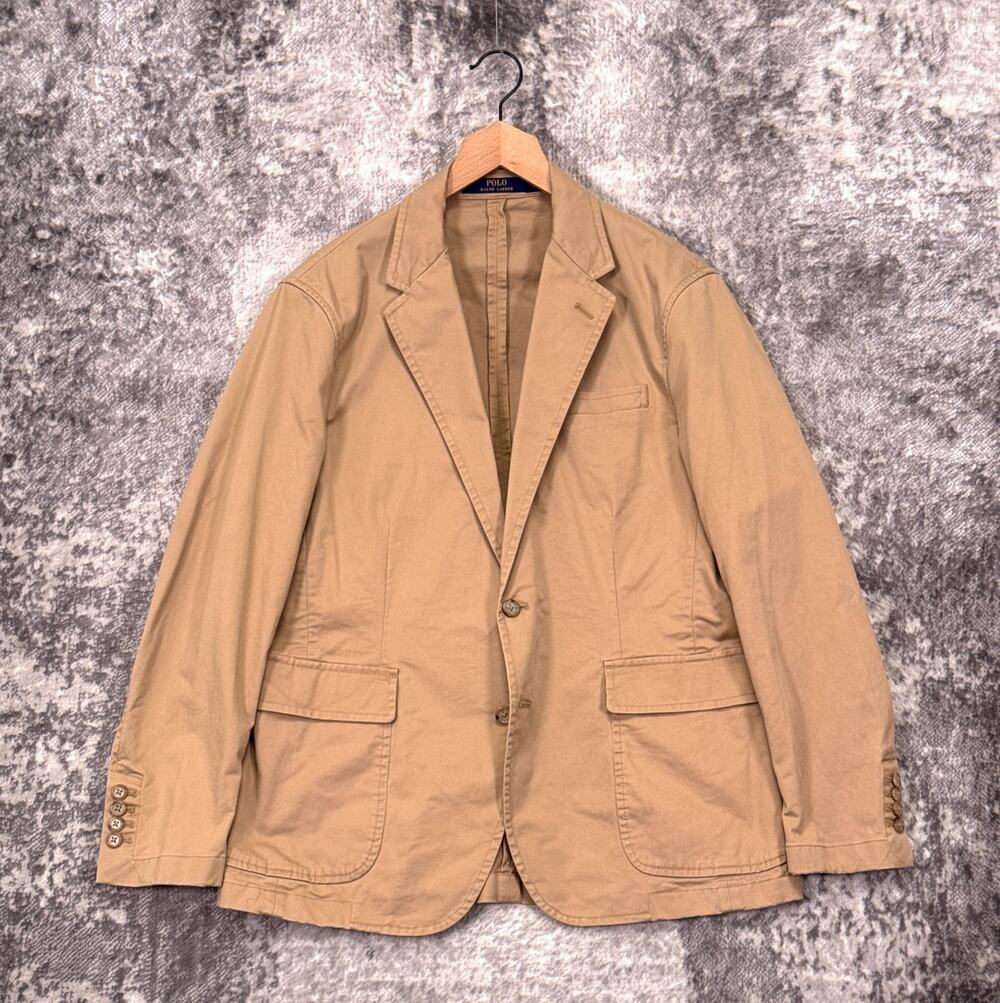 Polo Ralph Lauren Chino Suit Jacket Large Mens Cotton Twill Unstructured Blazer